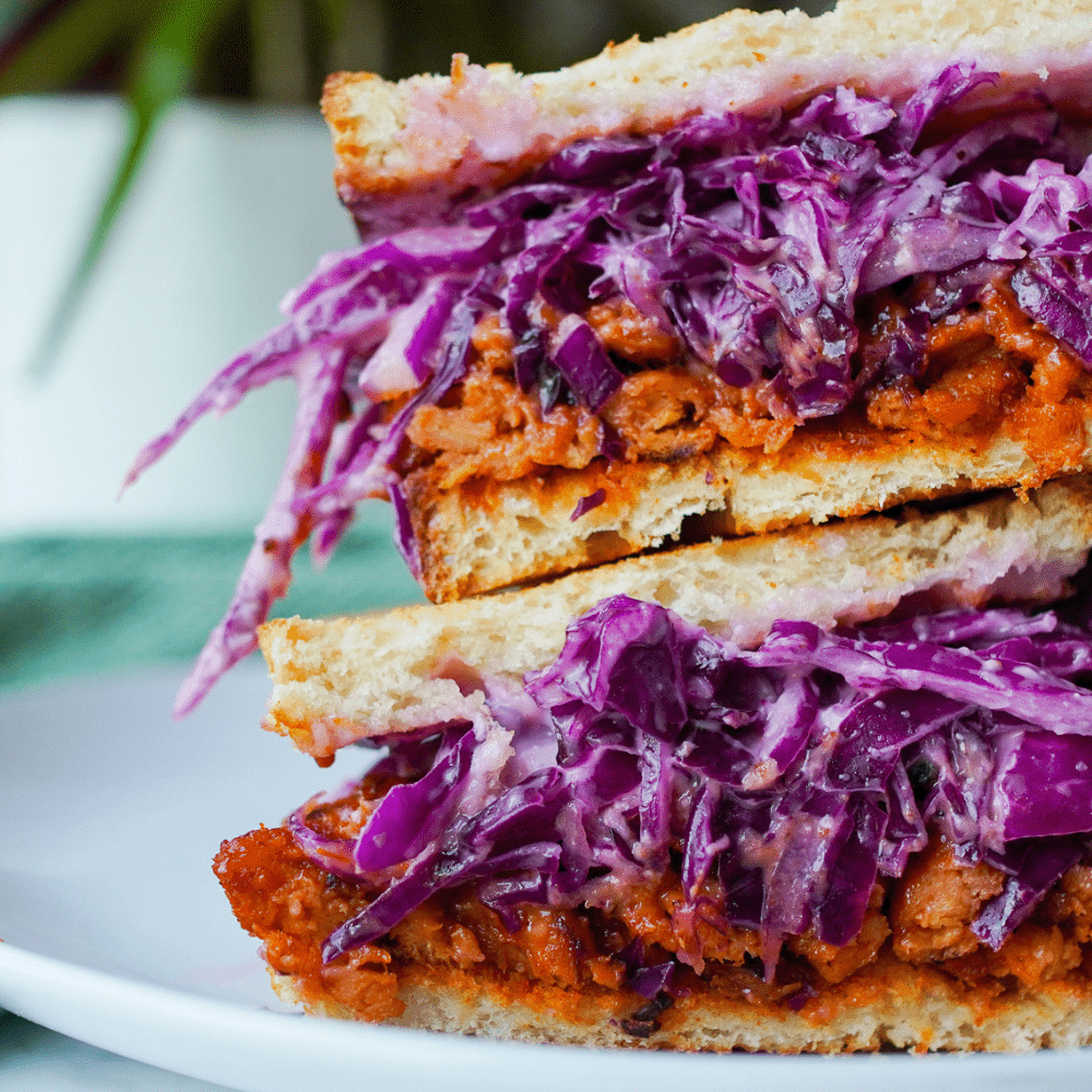 A Crunchy Vegan BBQ Sandwich With The Pefect Balance of Sweetness and Tartness
