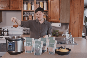 Instant Pot Bean Chili Served With Homemade Cornbread