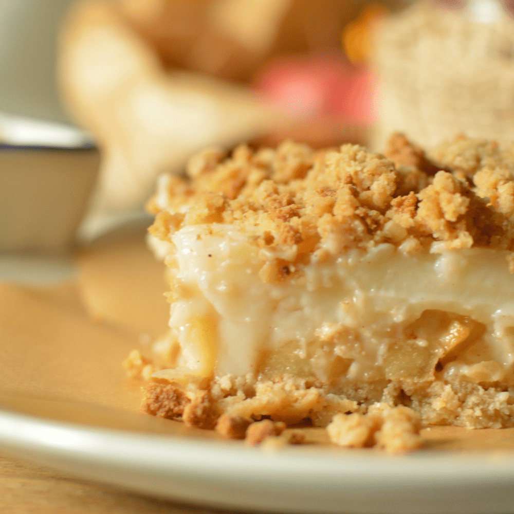 Creamy Vegan Apple Custard Slice with a Crumbly Oat Base