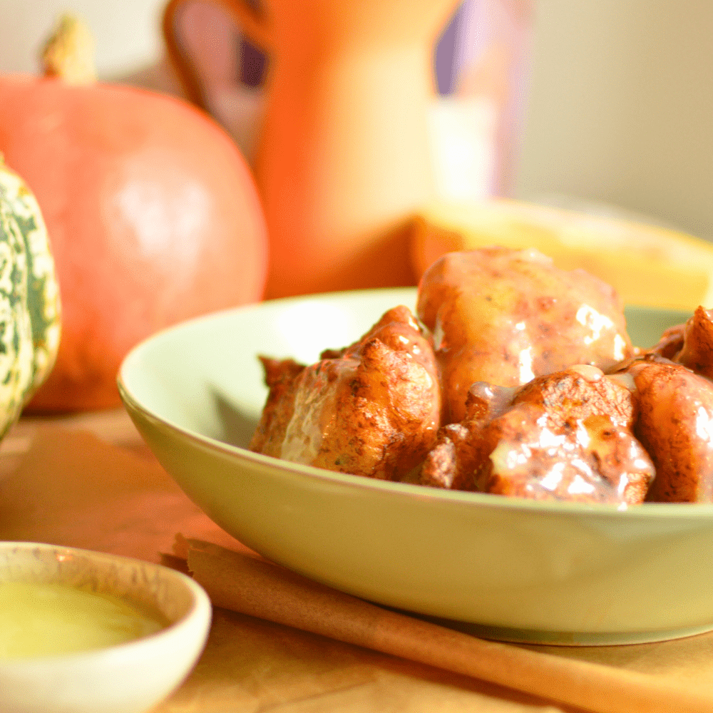 Golden Pumpkin Fritters with a Sweet Glaze (Vegan & Deliciously Cozy)