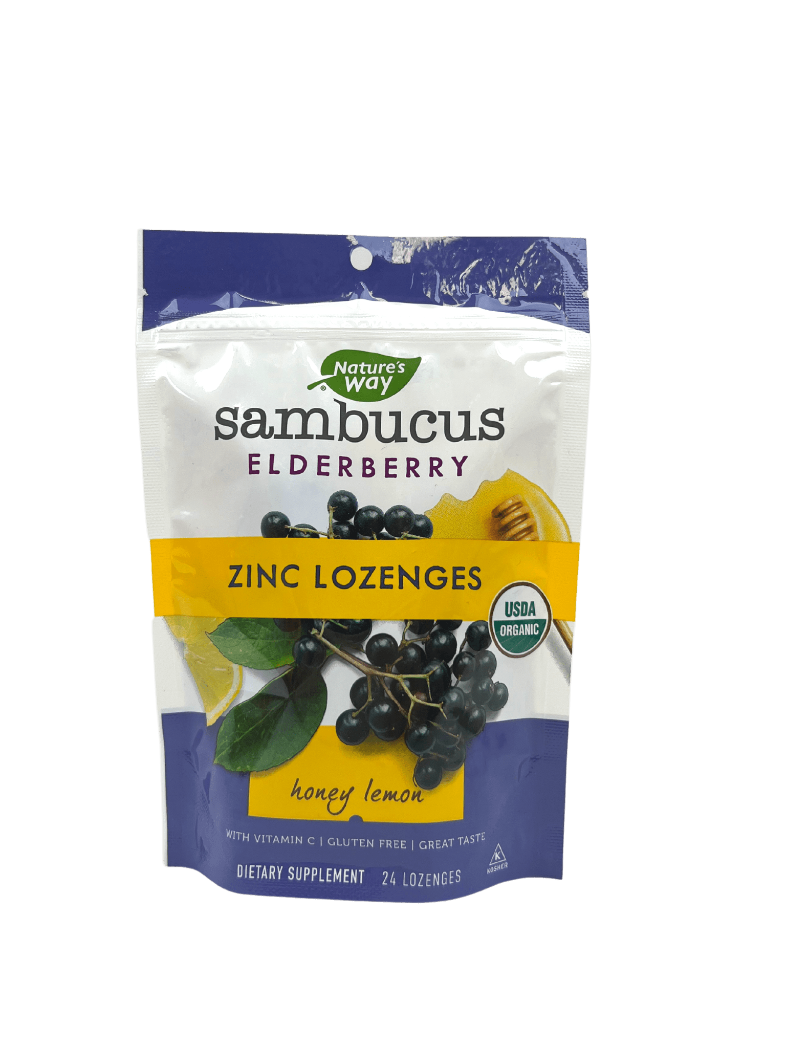 Elderberry Zinc Lozenges Honey Lemon, Vitamins & Supplements - Country Life Natural Foods