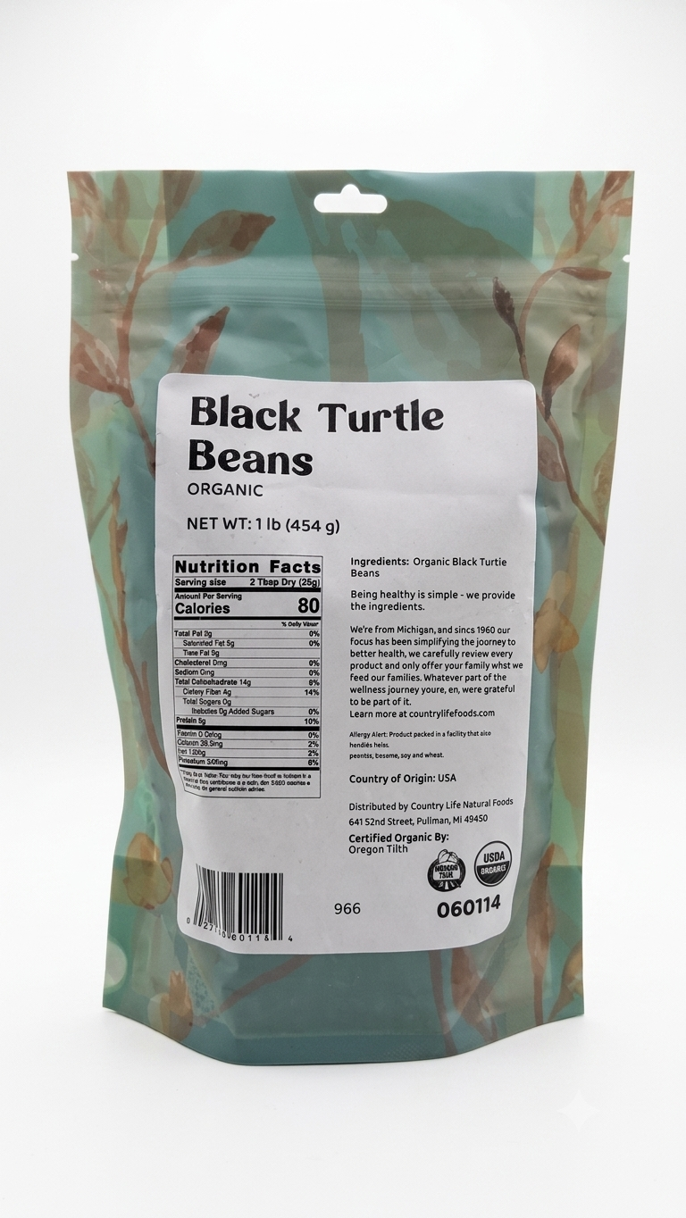 Black Turtle Beans, Organic (REDUCED PRICE! - Contains splits)
