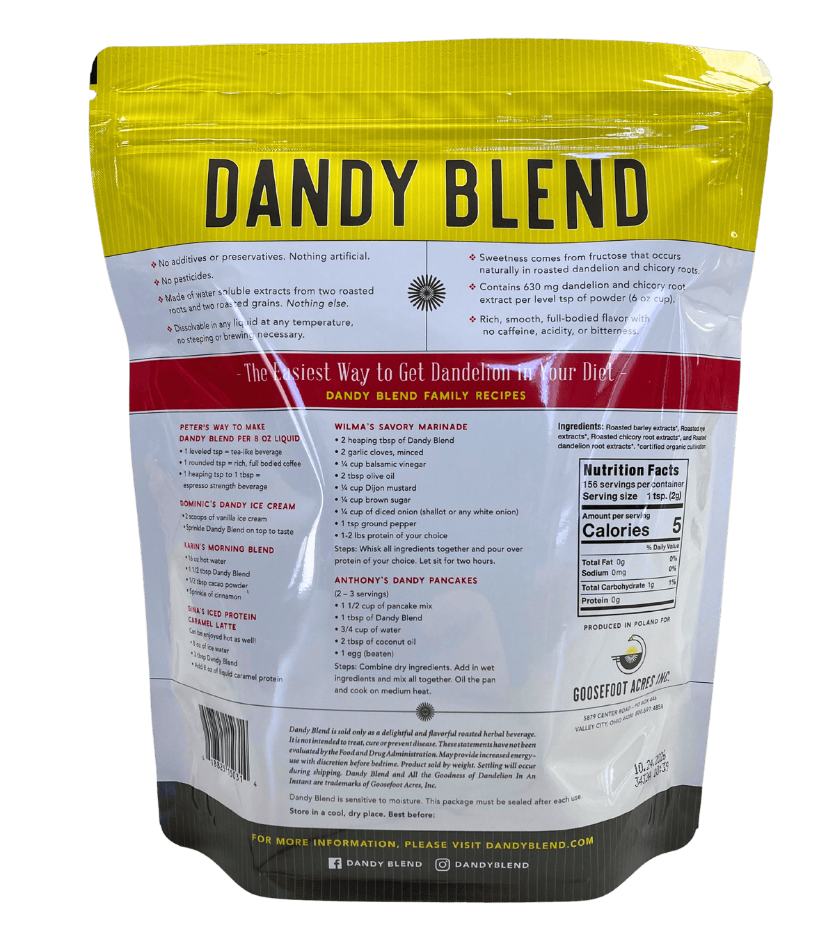 Dandy Blend, Organic, Instant Beverage, Coffee Substitutes - Country Life Natural Foods