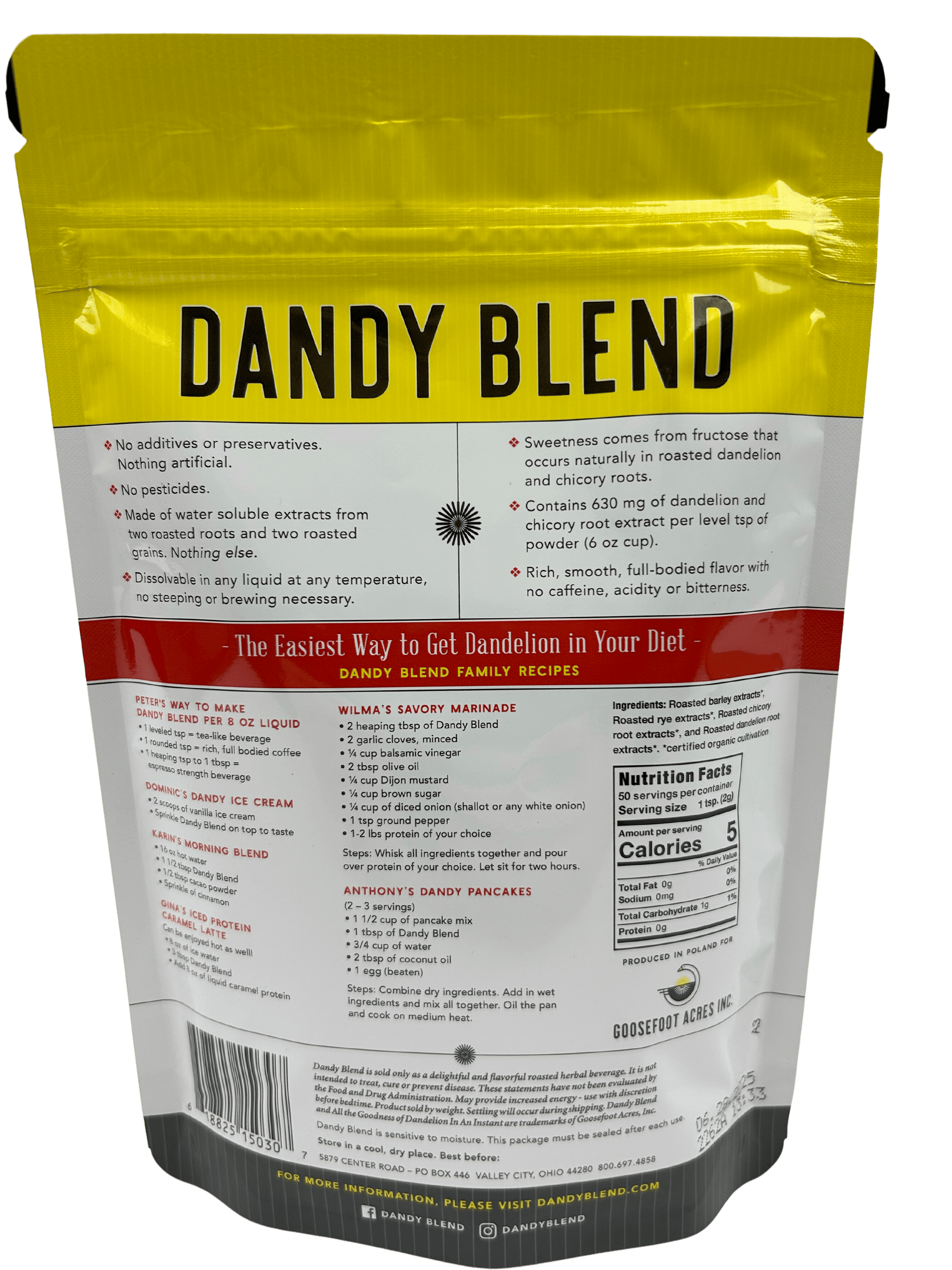 Dandy Blend, Organic, Instant Beverage, Coffee Substitutes - Country Life Natural Foods