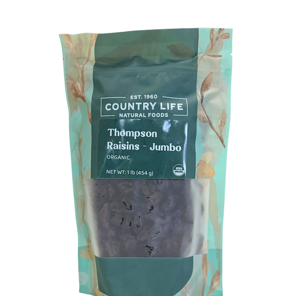 Raisins, Thompson Jumbo, Organic - Country Life Natural Foods