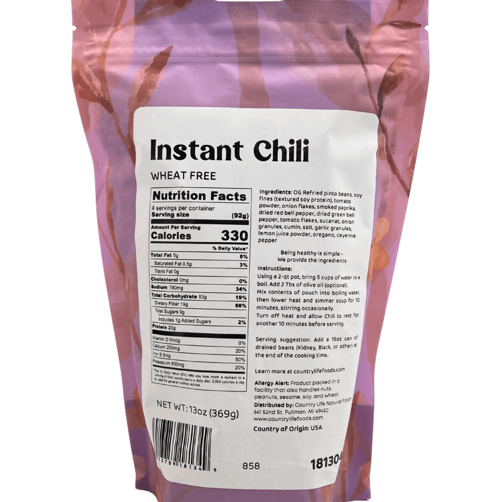 
                  
                    Instant Chili, Wheat Free - Country Life Natural Foods
                  
                