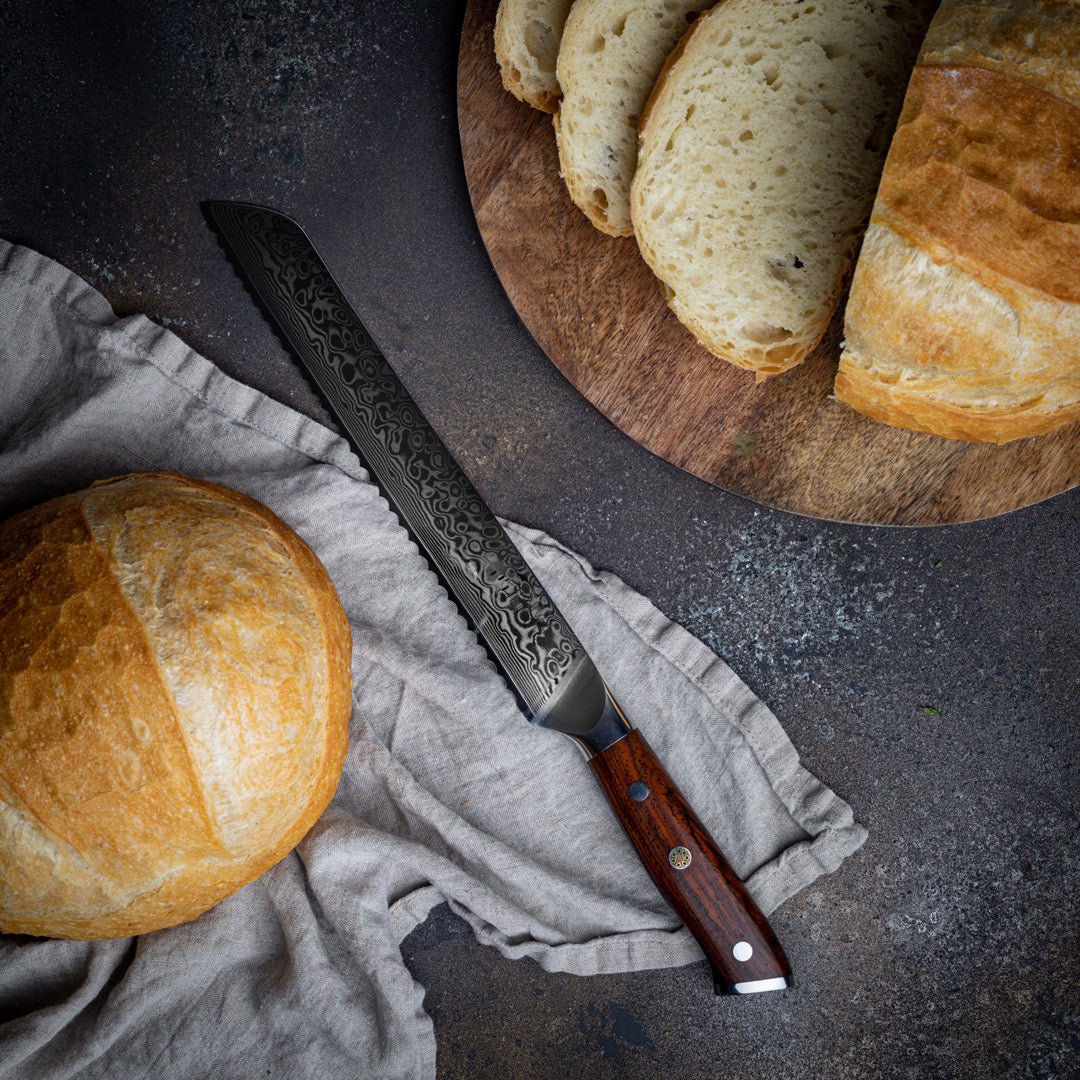 9" Serrated Damascus Bread Knife, Kitchen Knives - Country Life Natural Foods