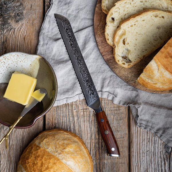 9" Serrated Damascus Bread Knife, Kitchen Knives - Country Life Natural Foods