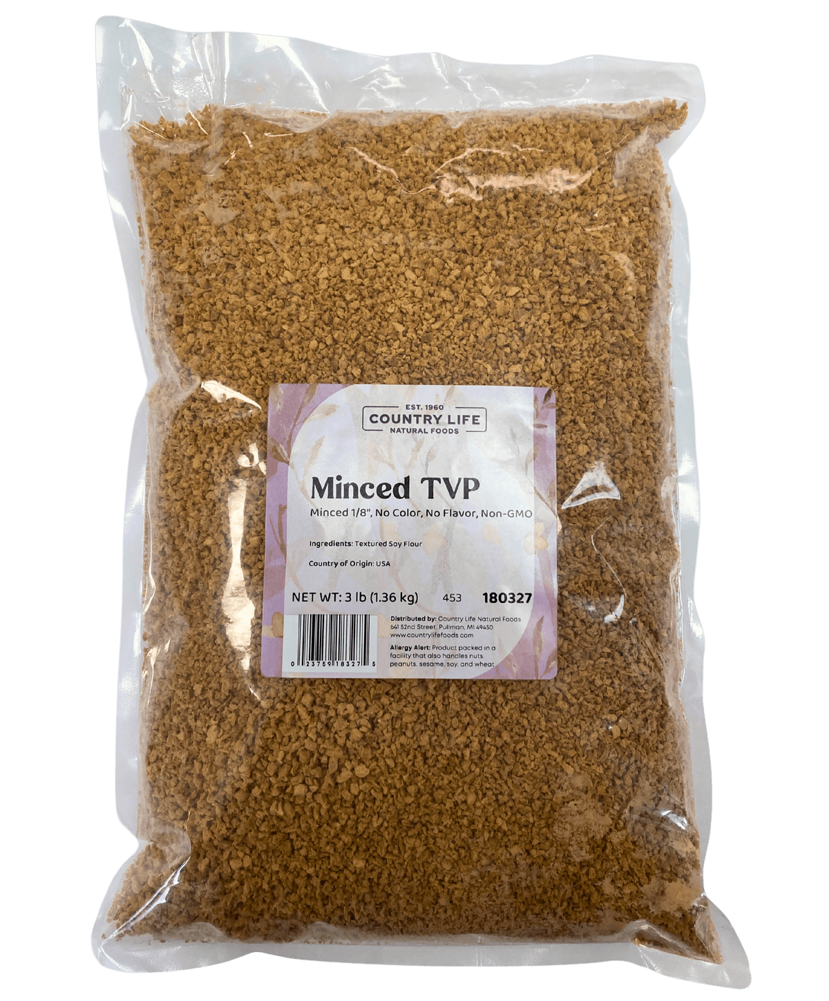 TVP Minced 1/8", No Added Color or Flavor, Non-GMO, Meat Substitutes - Country Life Natural Foods