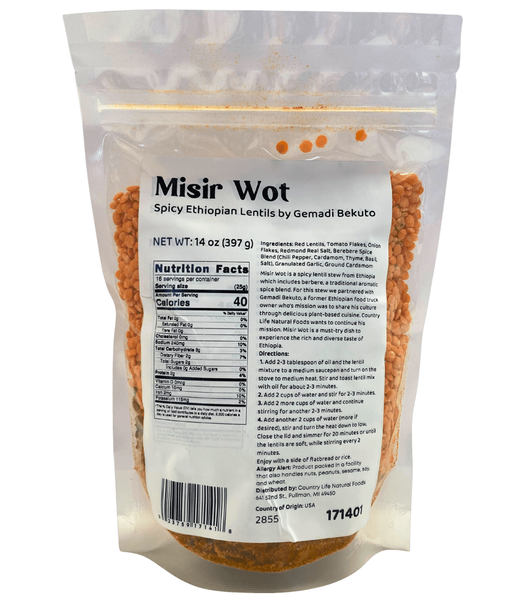 Misir Wot - Spicy Ethiopian Red Lentils, CLNF Easy Meals - Country Life Natural Foods