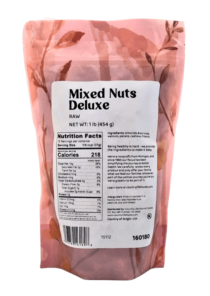 Mixed Nuts Deluxe, Raw, Trail Mix - Country Life Natural Foods