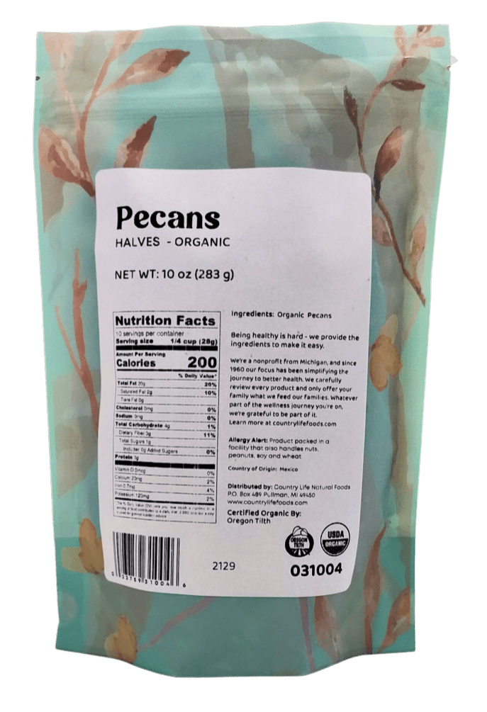 Pecan Halves, Junior Mammoth, Organic, Nuts - Country Life Natural Foods