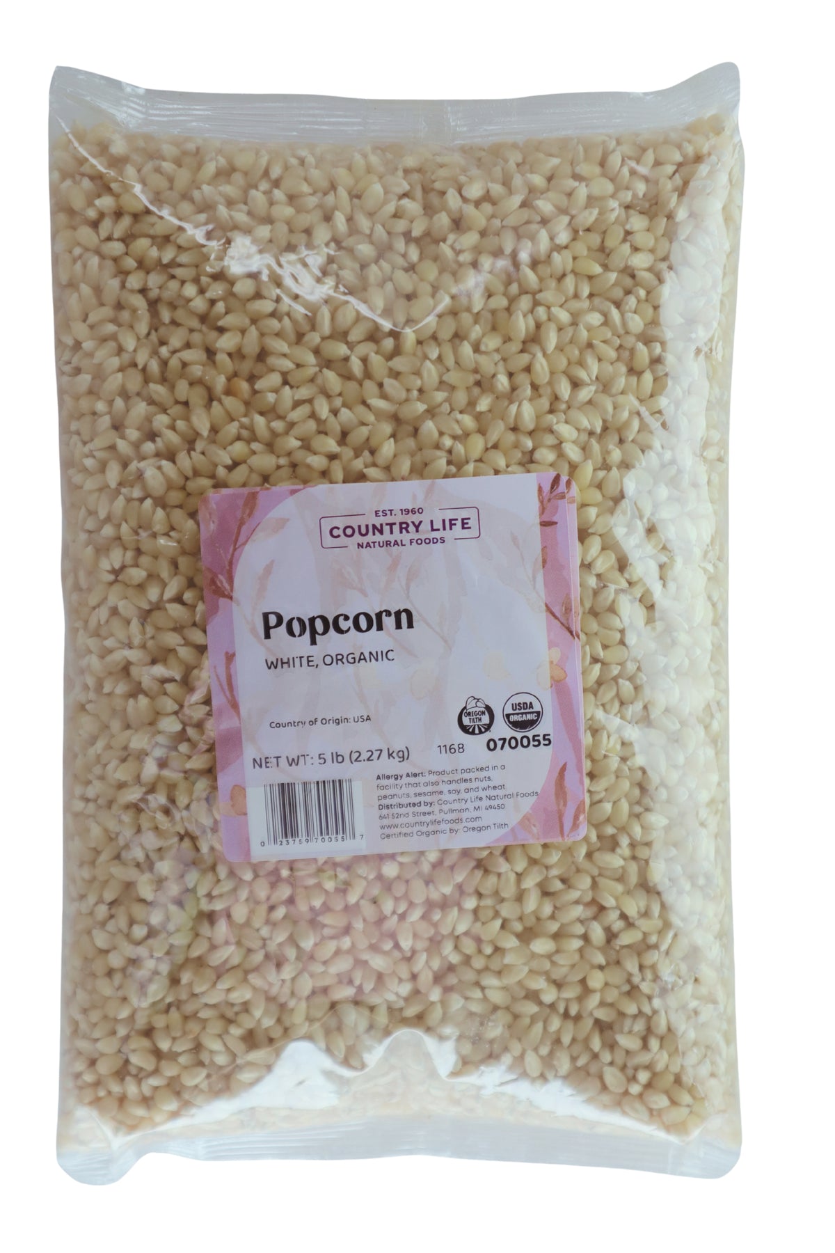Popcorn, White, Organic, Grains - Country Life Natural Foods