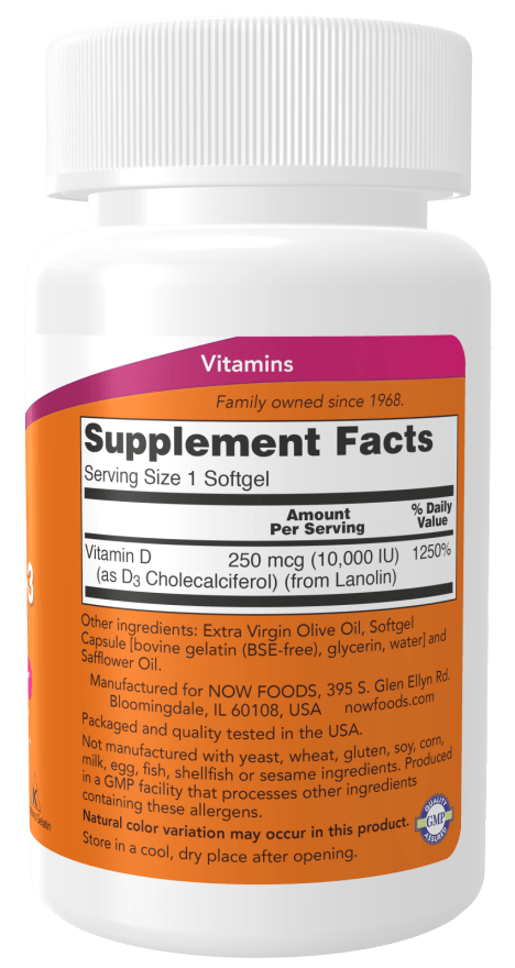 Vitamin D-3 10,000 IU High Potency, Vitamins & Supplements - Country Life Natural Foods