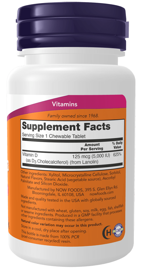 Vitamin D-3 Chewable 5,000 IU, Vitamins & Supplements - Country Life Natural Foods