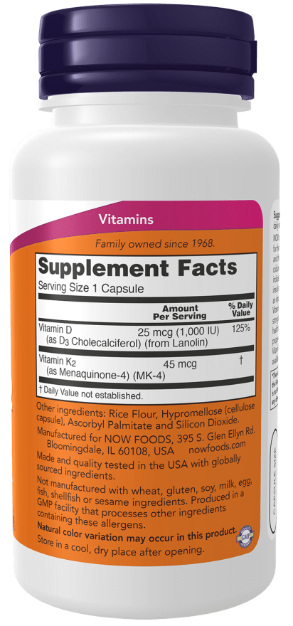 Vitamin D-3 & K-2 Capsules, Vitamins & Supplements - Country Life Natural Foods