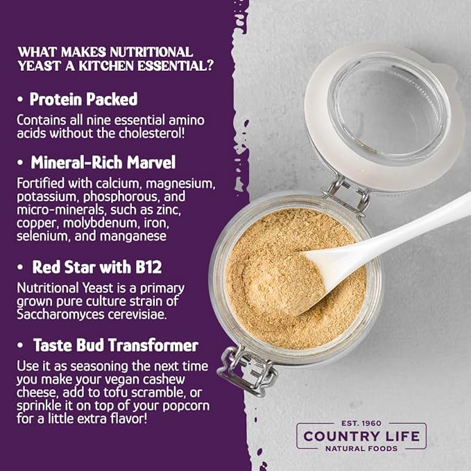 Yeast Flakes, Nutritional w/B-12, Red Star, Herbs Spices & Seasonings - Country Life Natural Foods