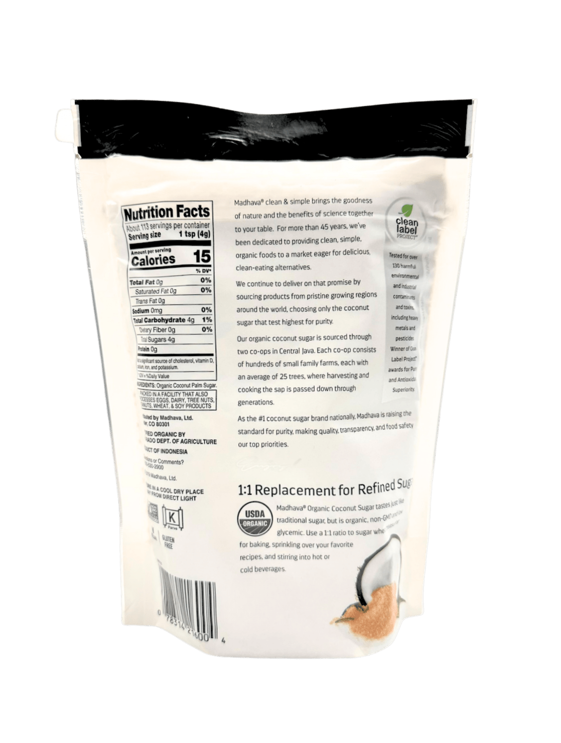 Coconut Sugar, Organic, Madhava - Country Life Natural Foods