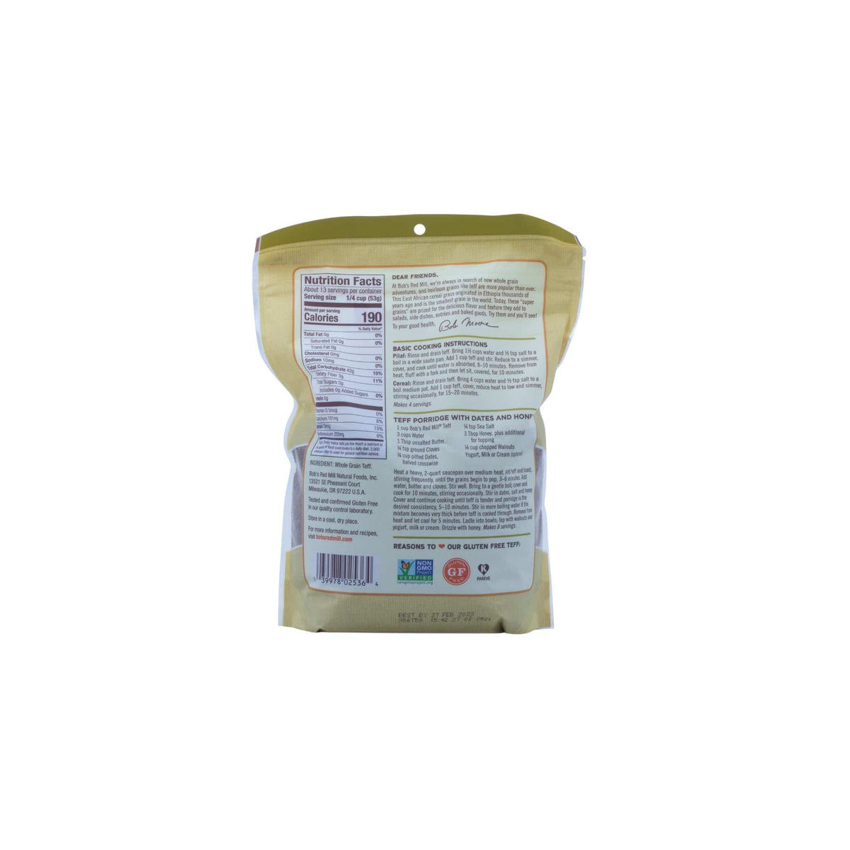 Teff Grain, Gluten-Free, Bob's Red Mill, Grains - Country Life Natural Foods