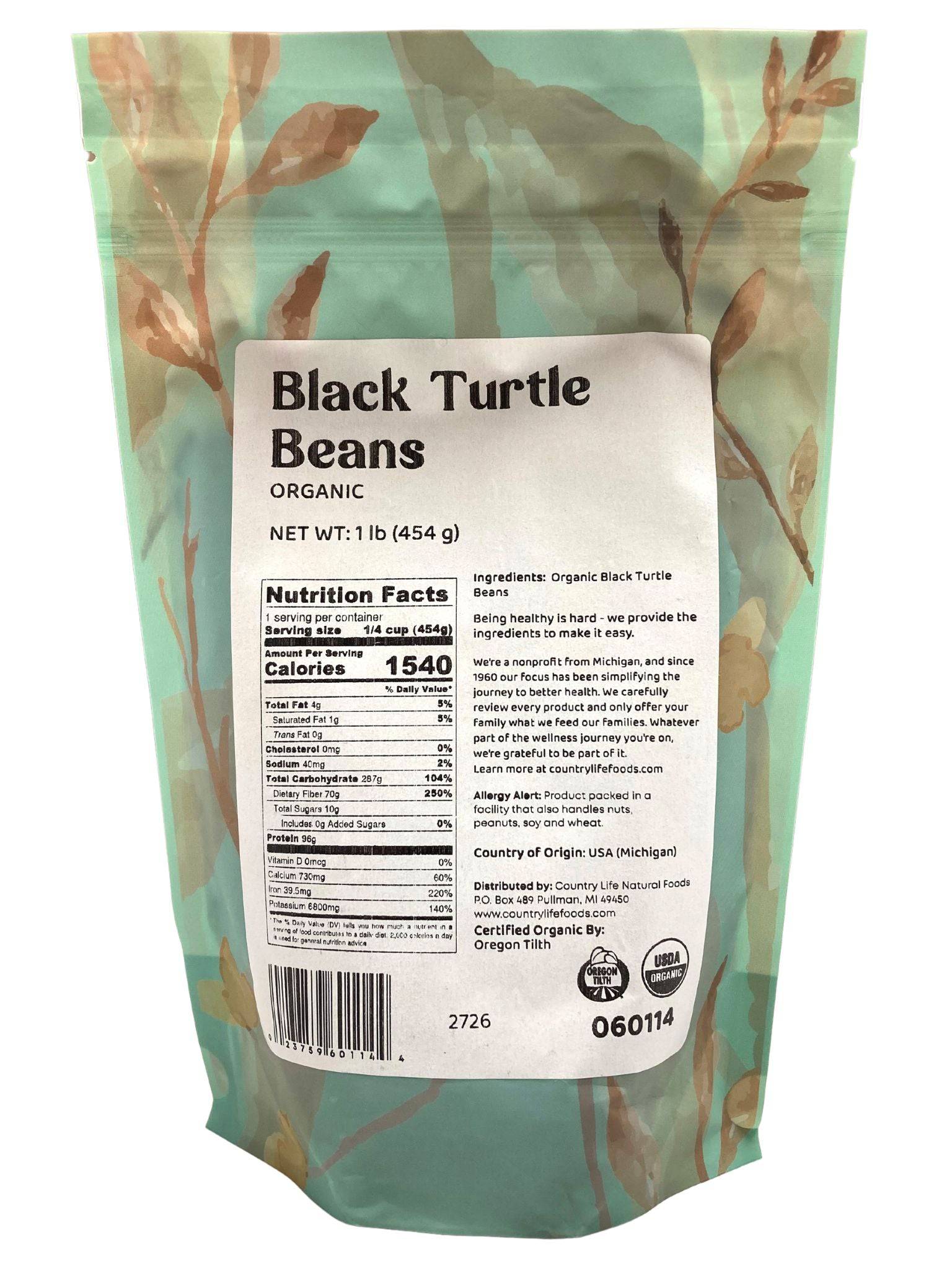 Organic Black Turtle Beans - Country Life Natural Foods
