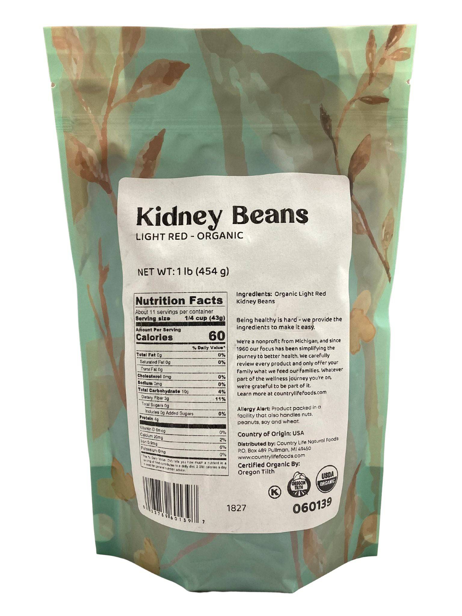 Organic Kidney Beans, Light Red - Country Life Natural Foods