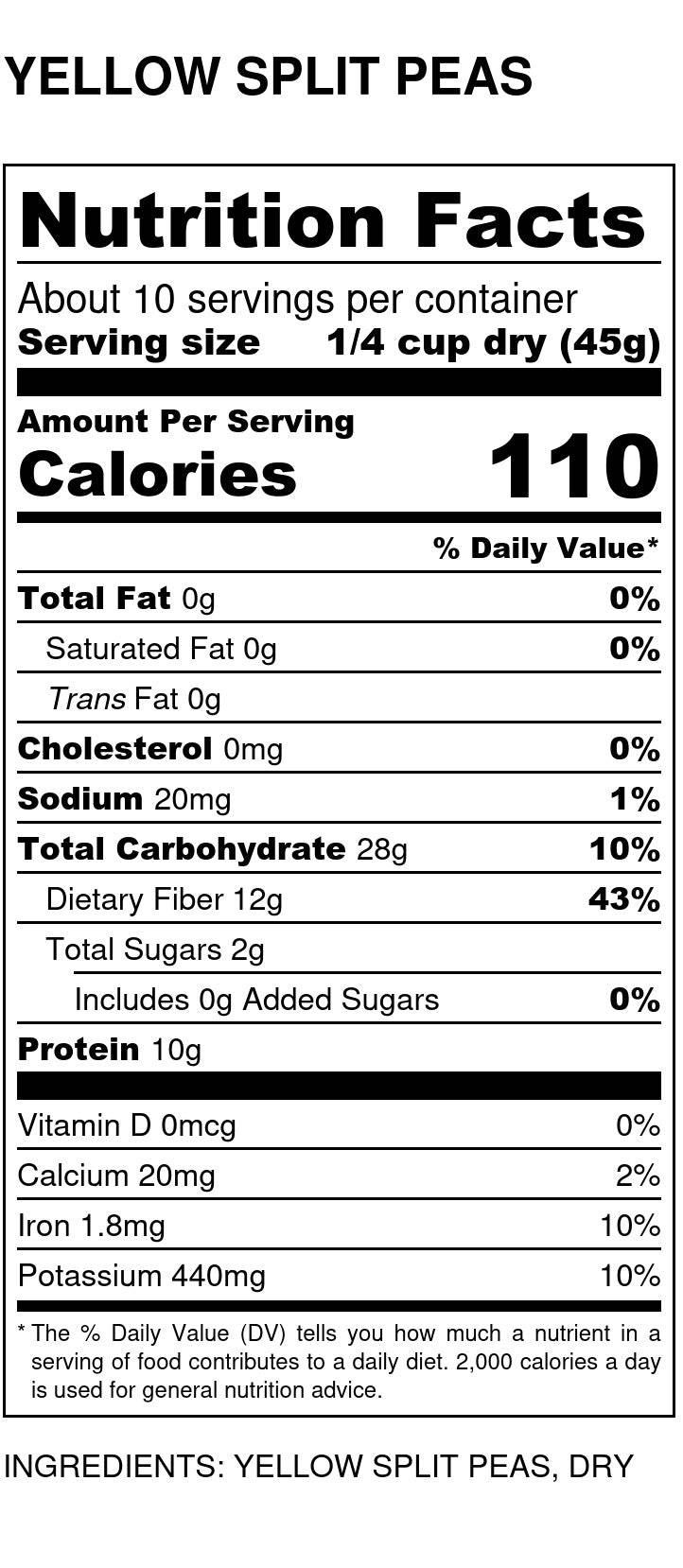 Organic Peas, Yellow Split - Country Life Natural Foods