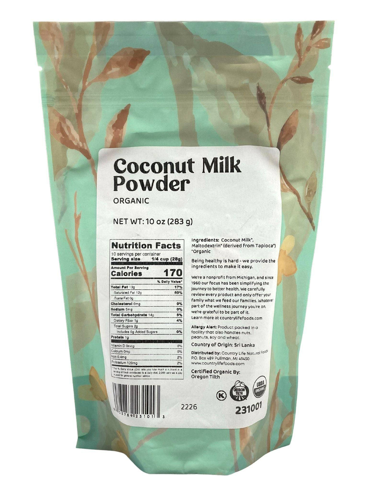 Coconut Milk Powder, Organic, Dairy Substitutes - Country Life Natural Foods