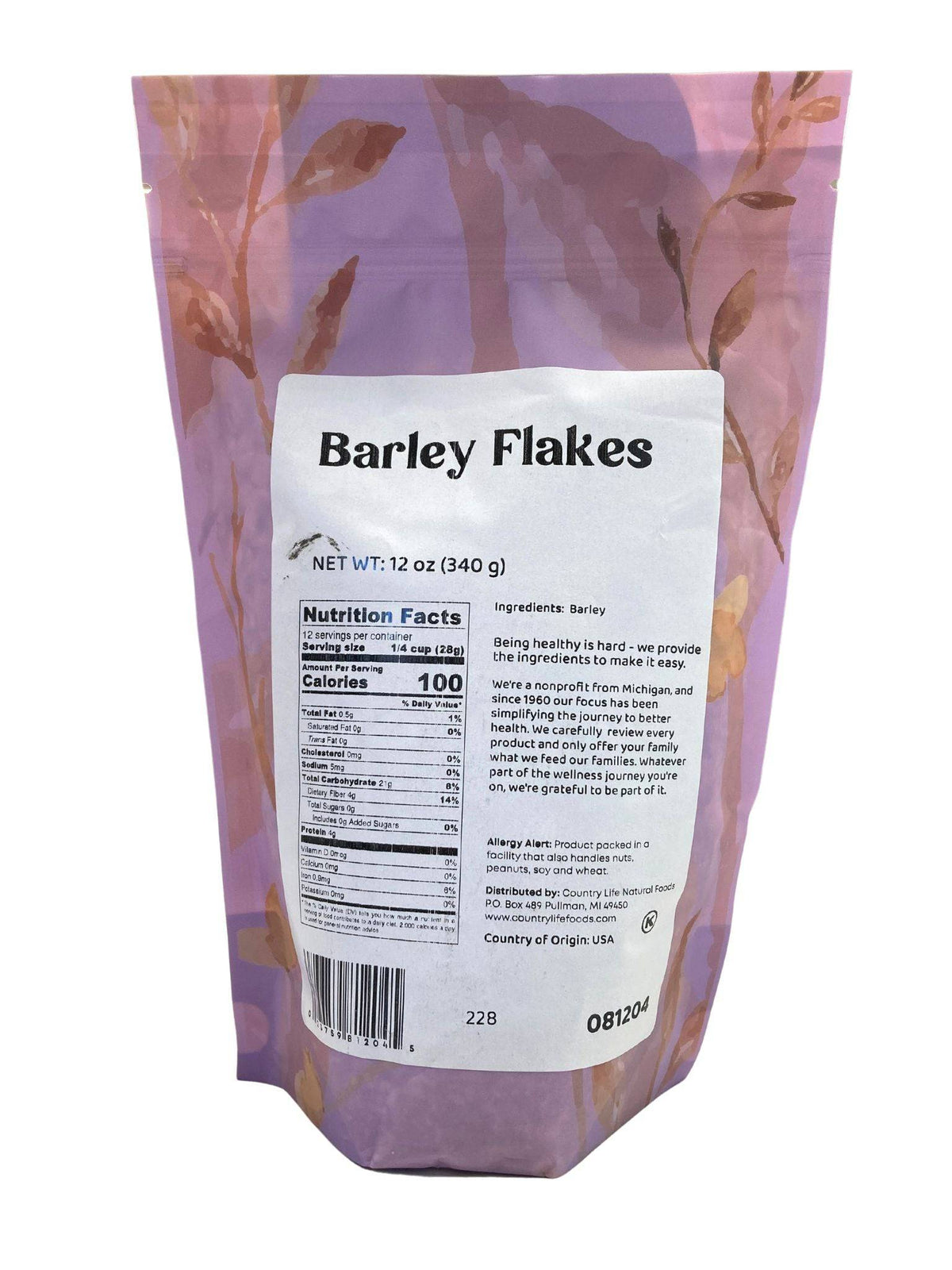 Barley, Rolled Flakes, Flaked Grains - Country Life Natural Foods
