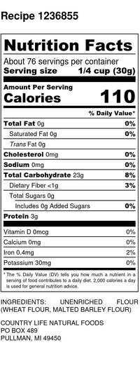 
                  
                    Organic White Flour, w/Germ (Gold N White) - Country Life Natural Foods
                  
                