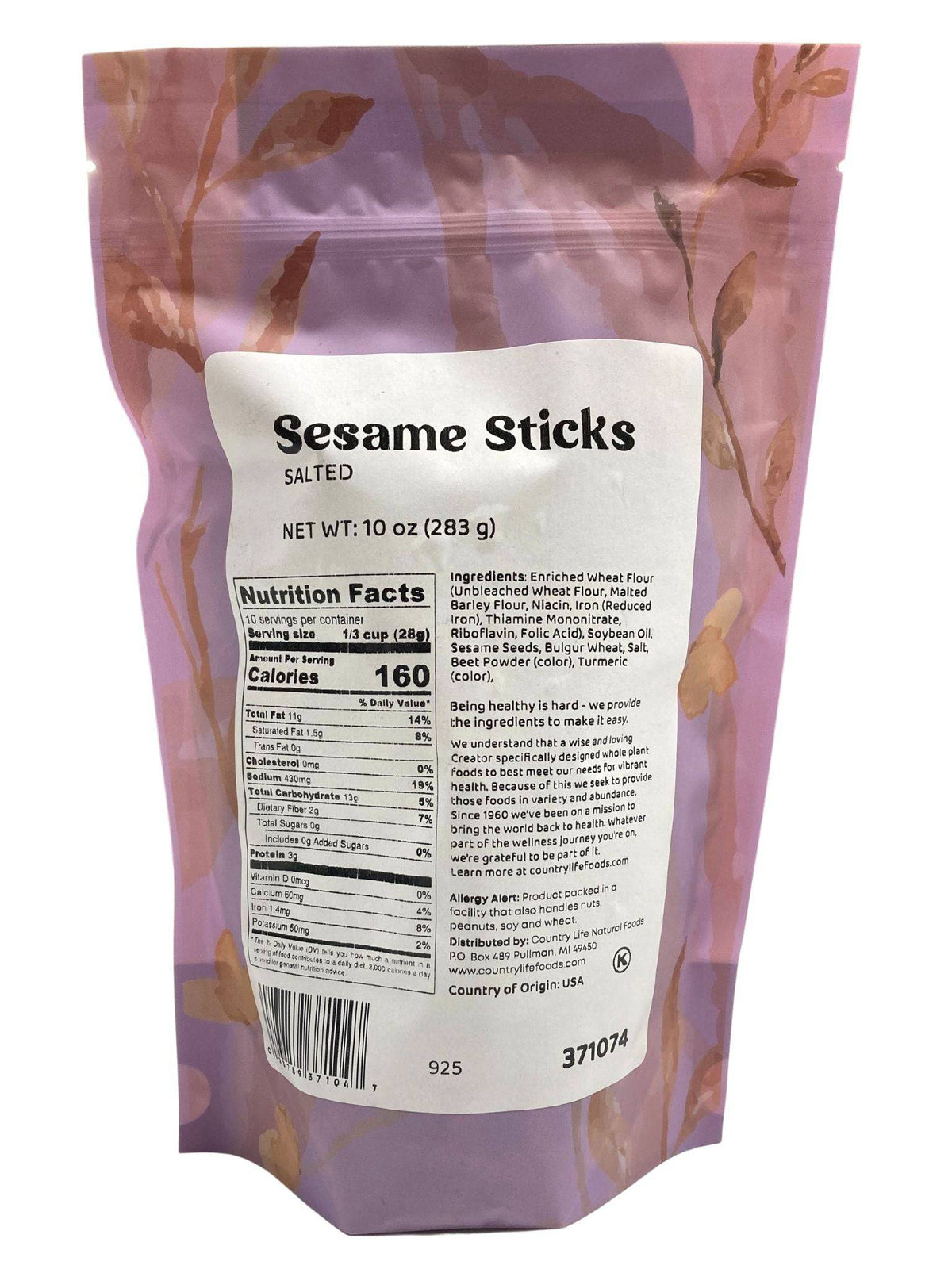Sesame Sticks, Salted, Savory Snacks - Country Life Natural Foods