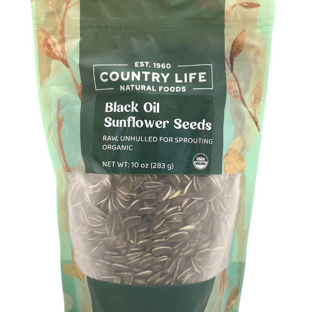 Sunflower Seeds, Black Oil, Unhulled For Sprouting, Organic - Country Life Natural Foods