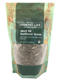 Sunflower Seeds, Black Oil, Unhulled For Sprouting, Organic - Country Life Natural Foods