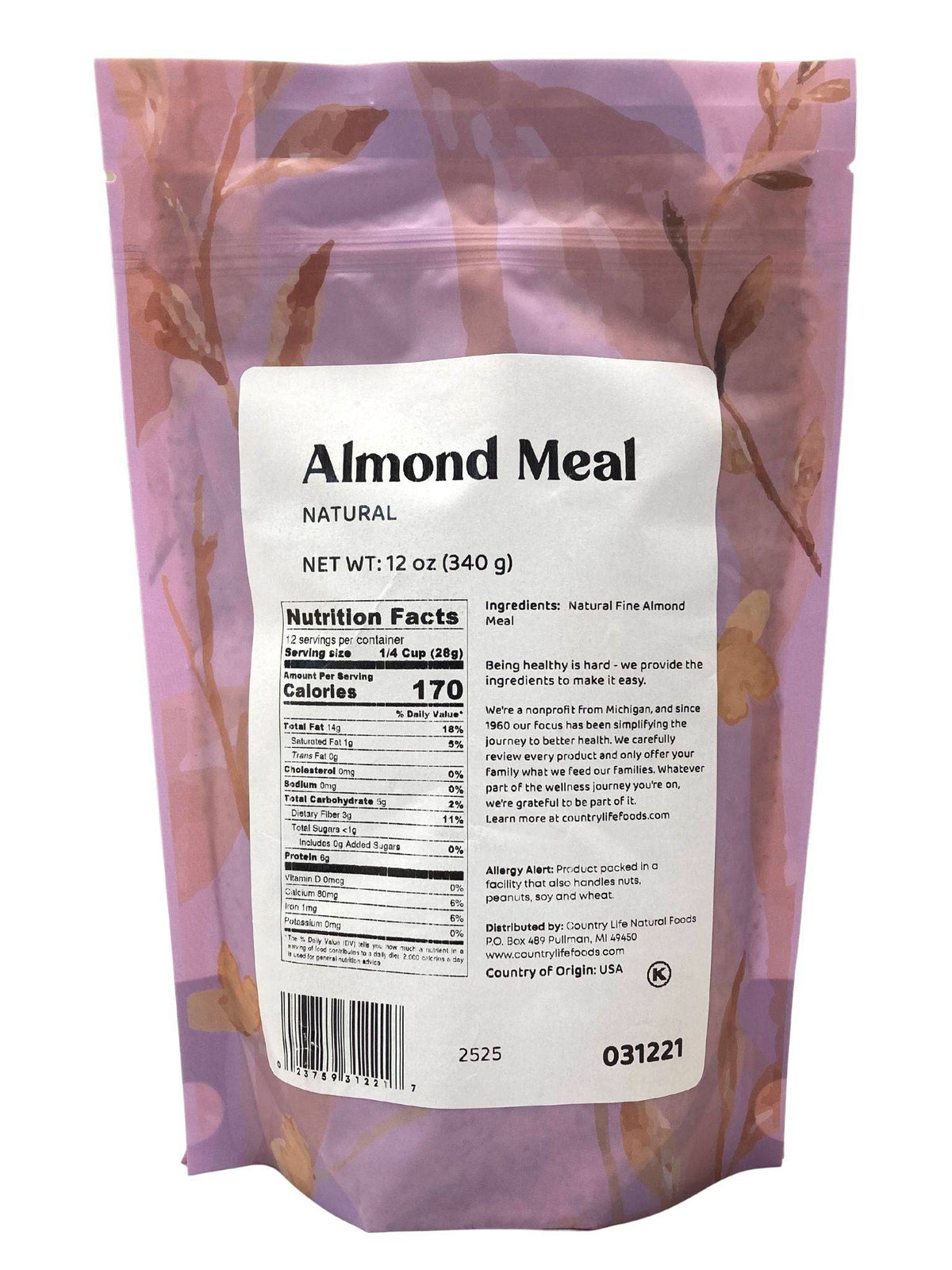 Almond Meal, Fine Ground, Natural, Nuts - Country Life Natural Foods