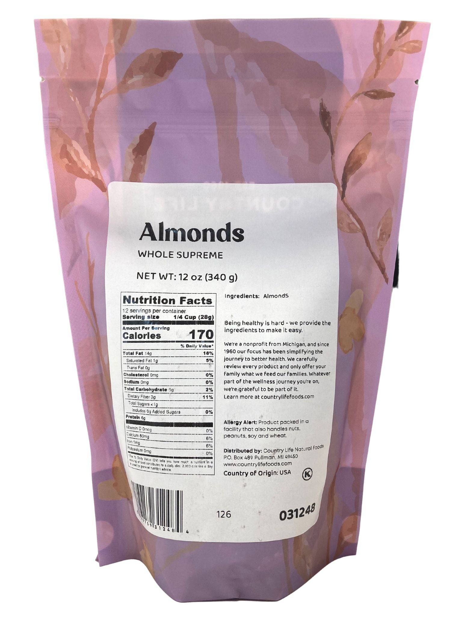 Almonds, Whole, Nuts - Country Life Natural Foods
