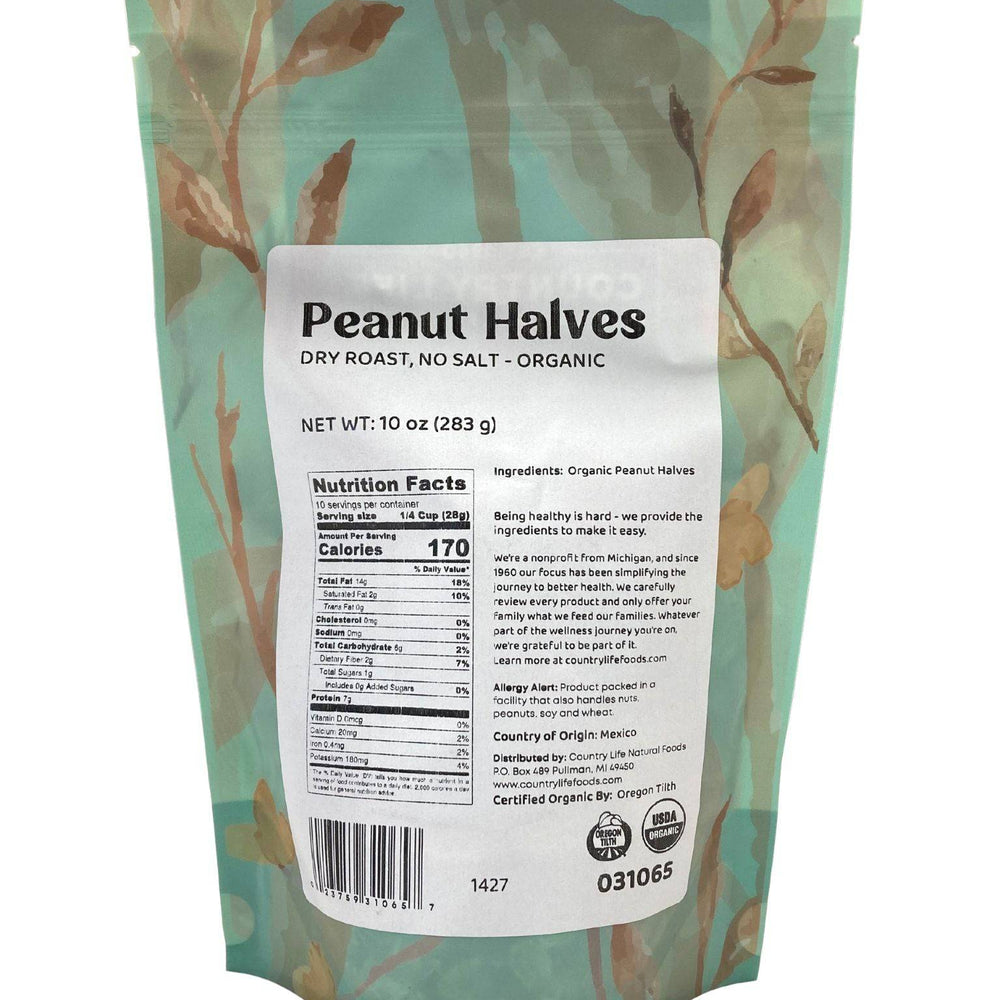 
                  
                    Organic Peanuts, 1/2s Dry Roasted, No Salt - Country Life Natural Foods
                  
                