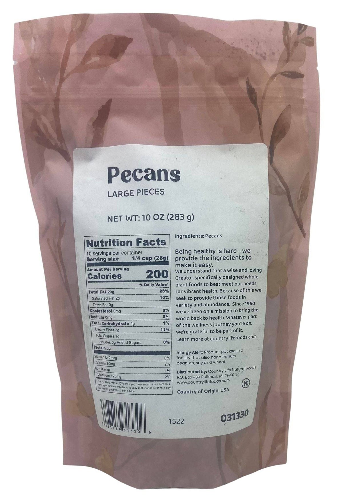 Pecan, Large Pieces, Nuts - Country Life Natural Foods