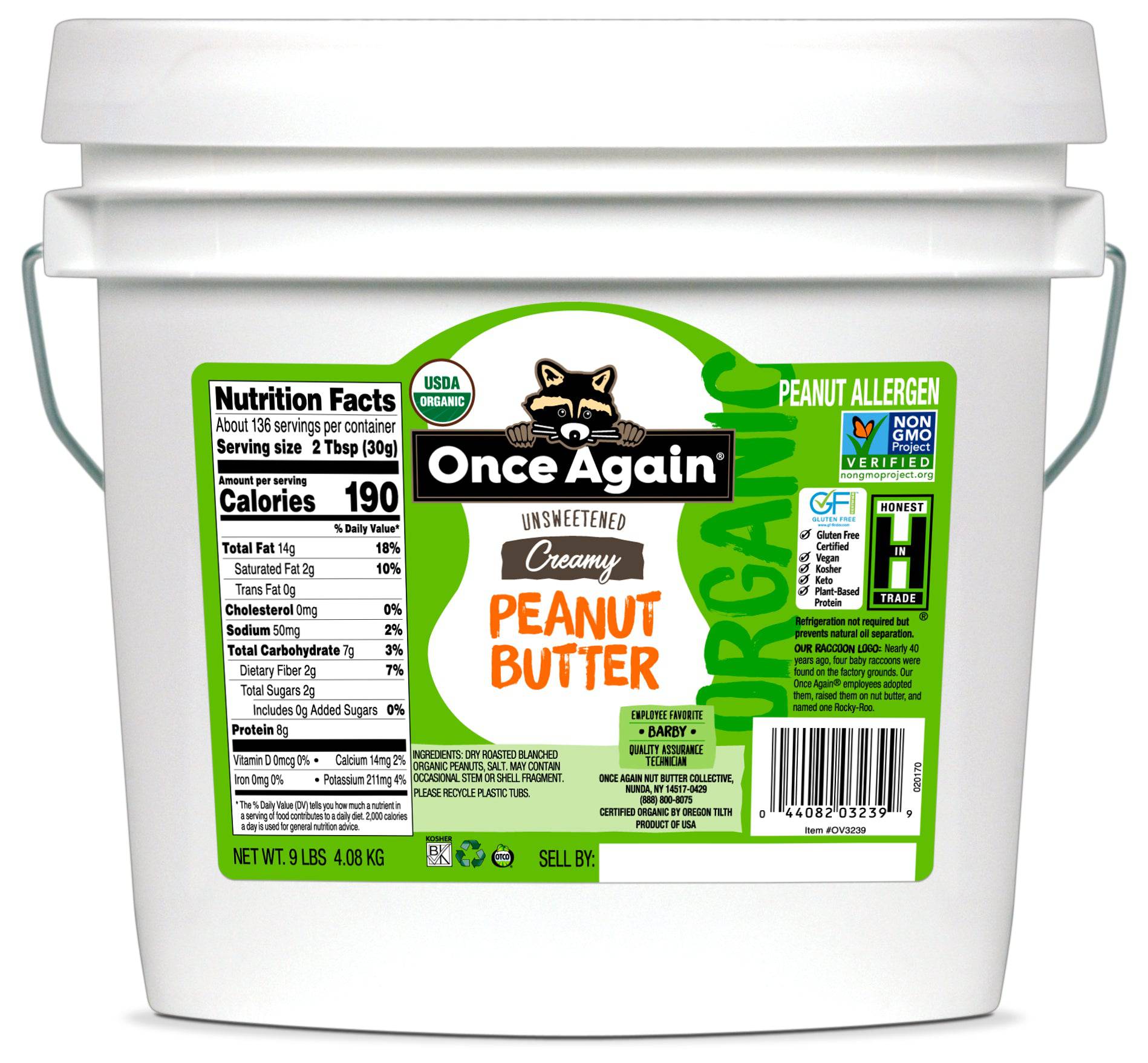 Organic Peanut Butter - Smooth - With Salt - Country Life Natural Foods