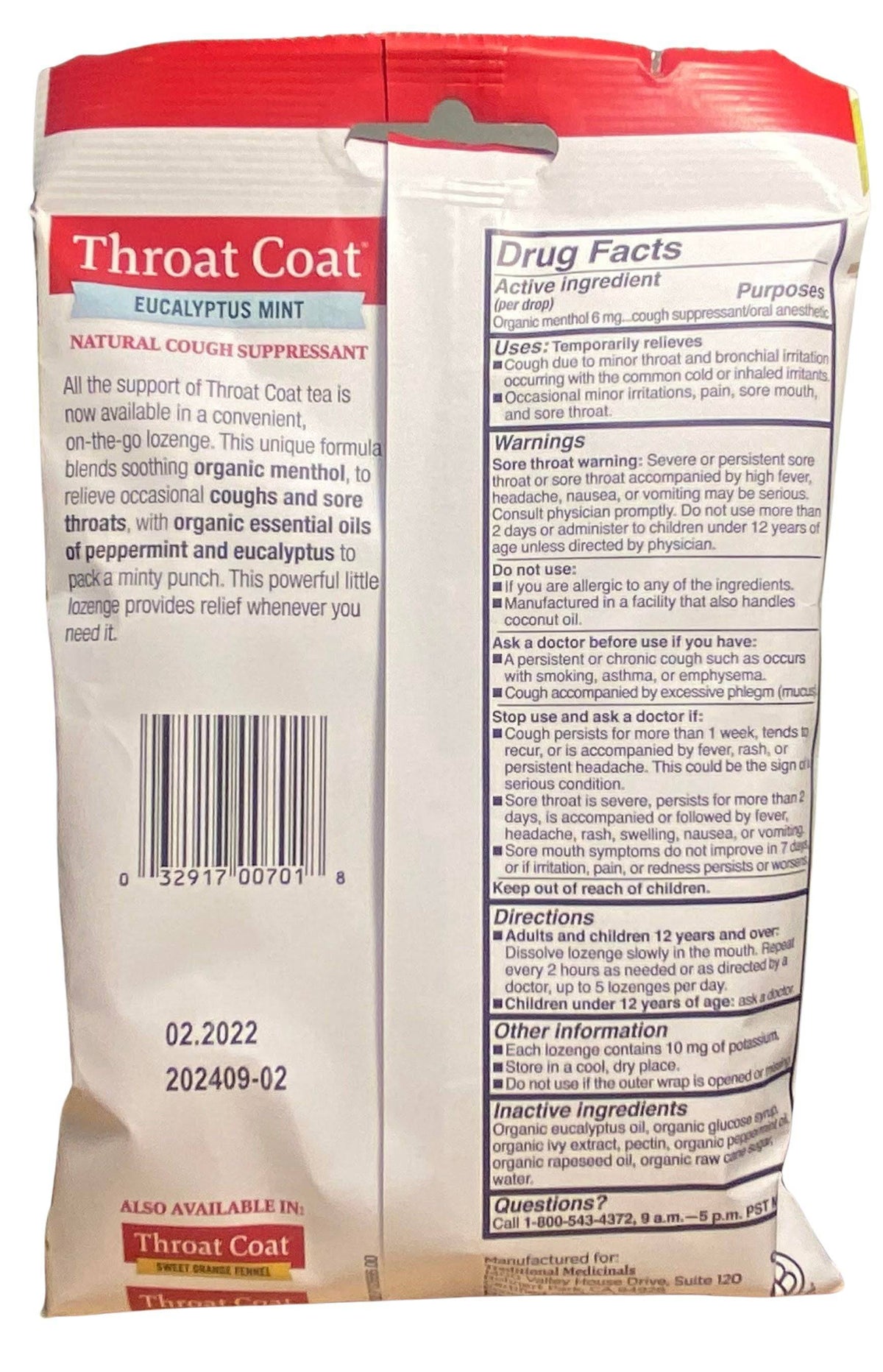 Throat Drops, Organic - Traditional Medicinals, Vitamins & Supplements - Country Life Natural Foods